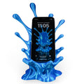 Water Splash Phone Holder on a wooden desk with phone charging