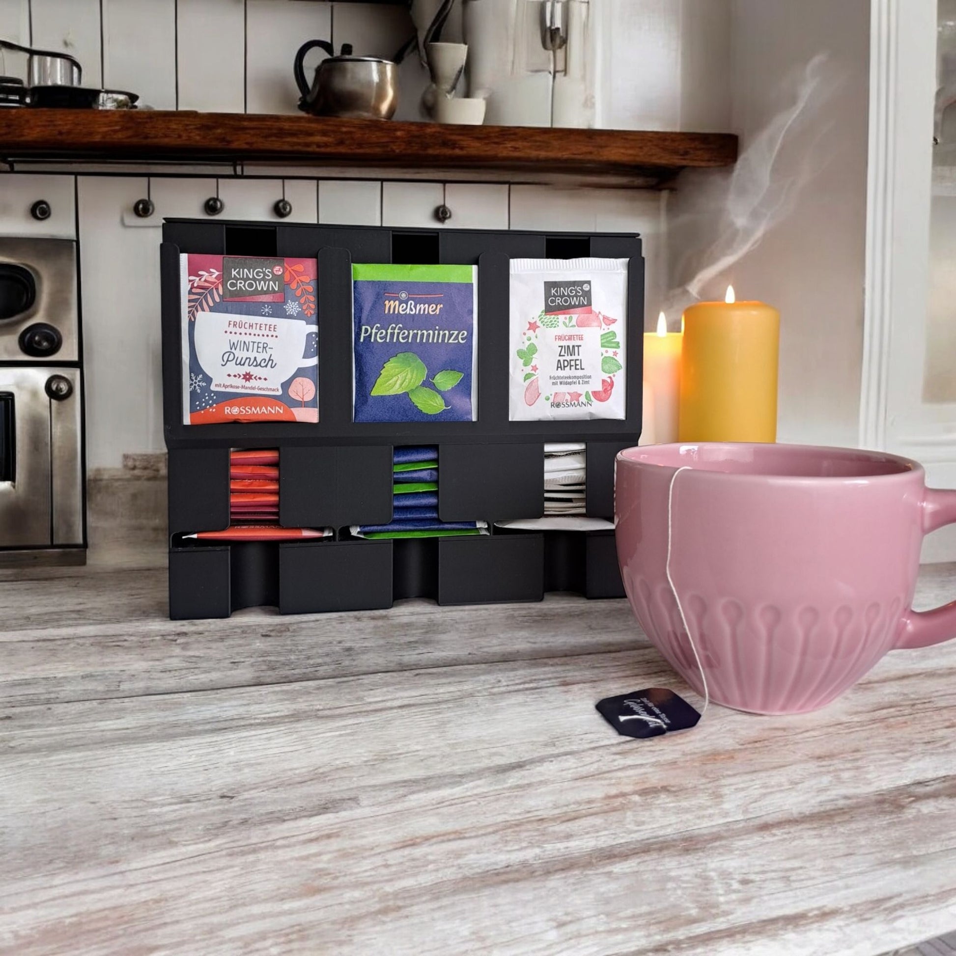 Modern 3-Slot Tea Organizer