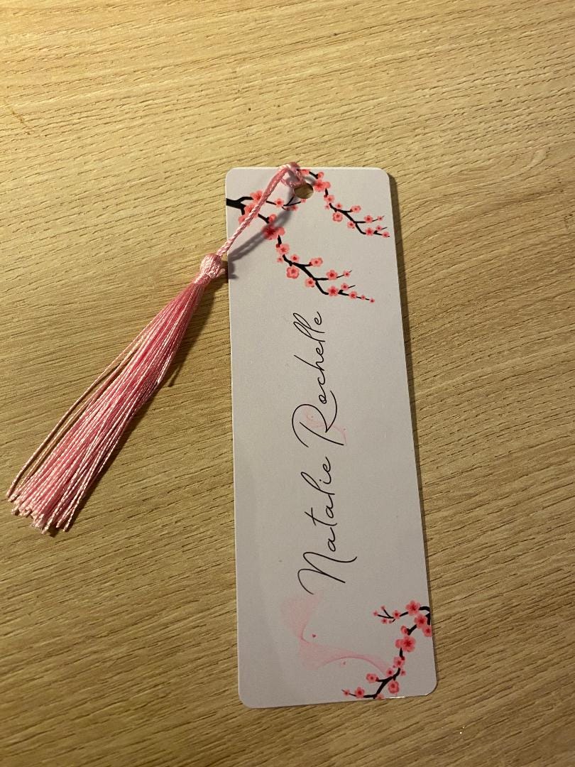 Personalized Cherry Blossom Bookmark, Custom Name Sakura Stationery, Floral Book Mark