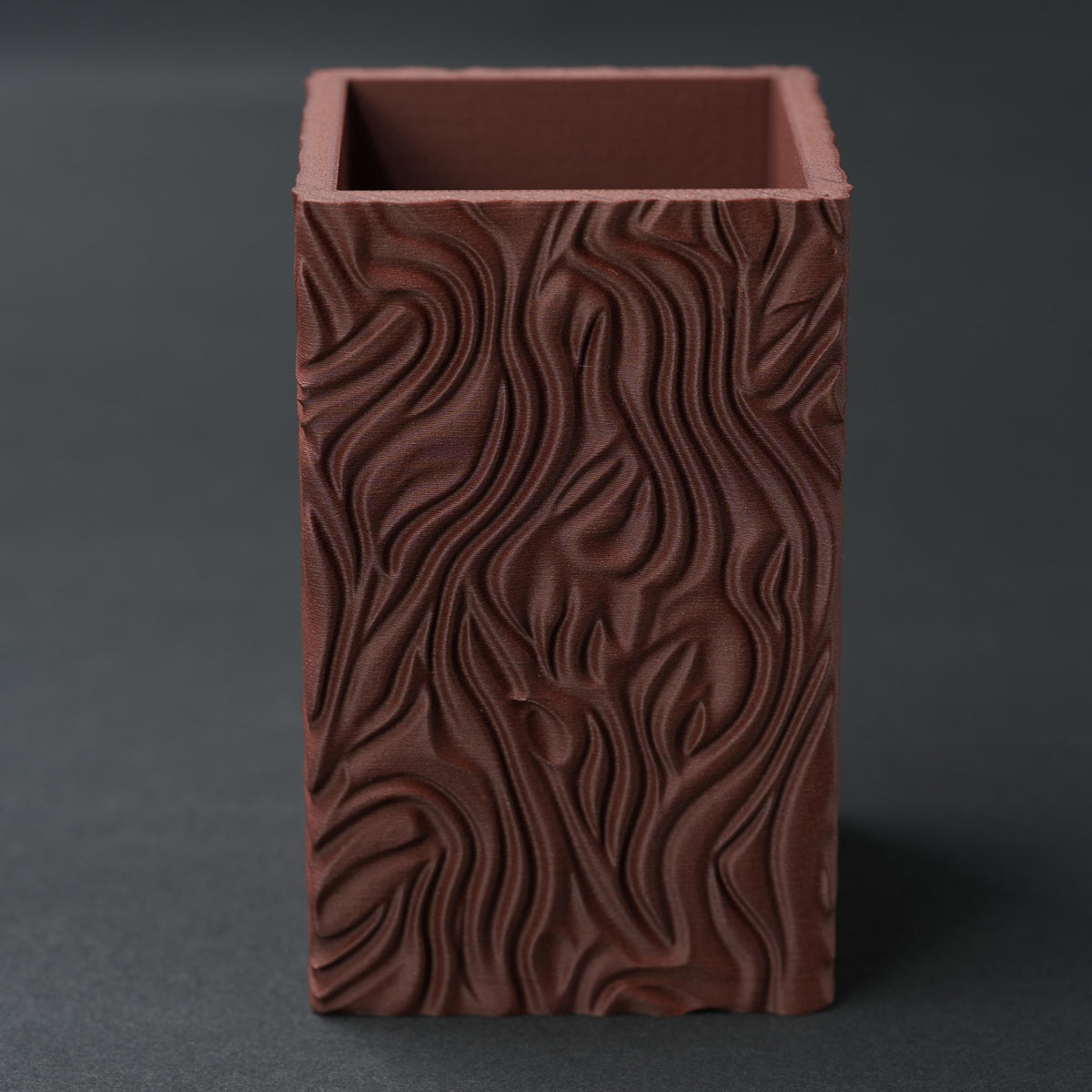 Terracotta pencil holder from the front