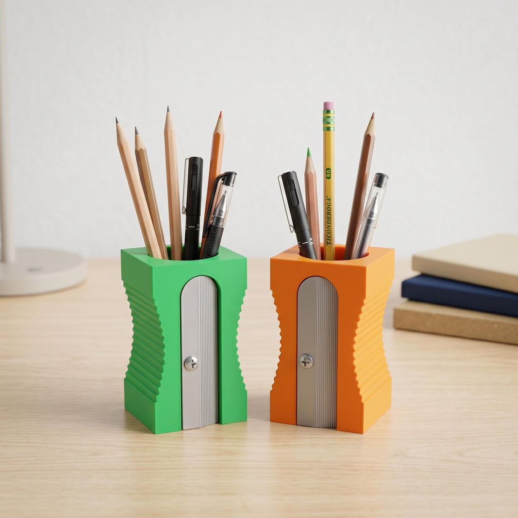 Giant Pencil Sharpener Pen Holder | Fun Desktop Organiser | 3D Printed Artist Stationery Pot