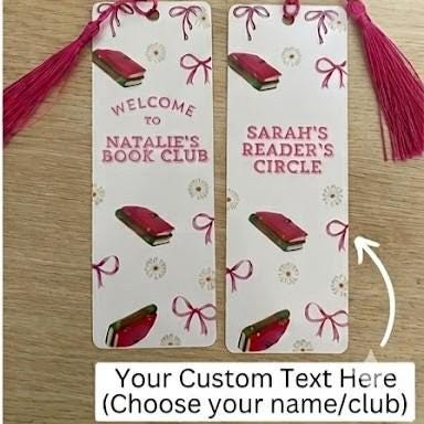 Custom Book Club Bookmark with Tassel, Personalized Laminated Gift for Readers