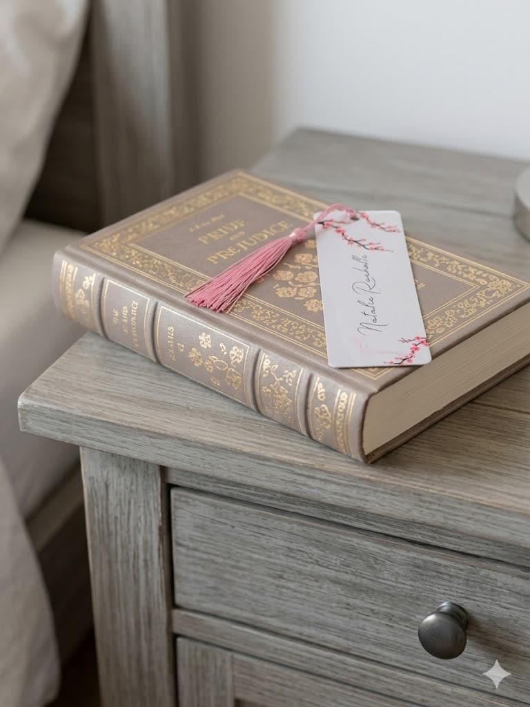 Personalized Cherry Blossom Bookmark, Custom Name Sakura Stationery, Floral Book Mark