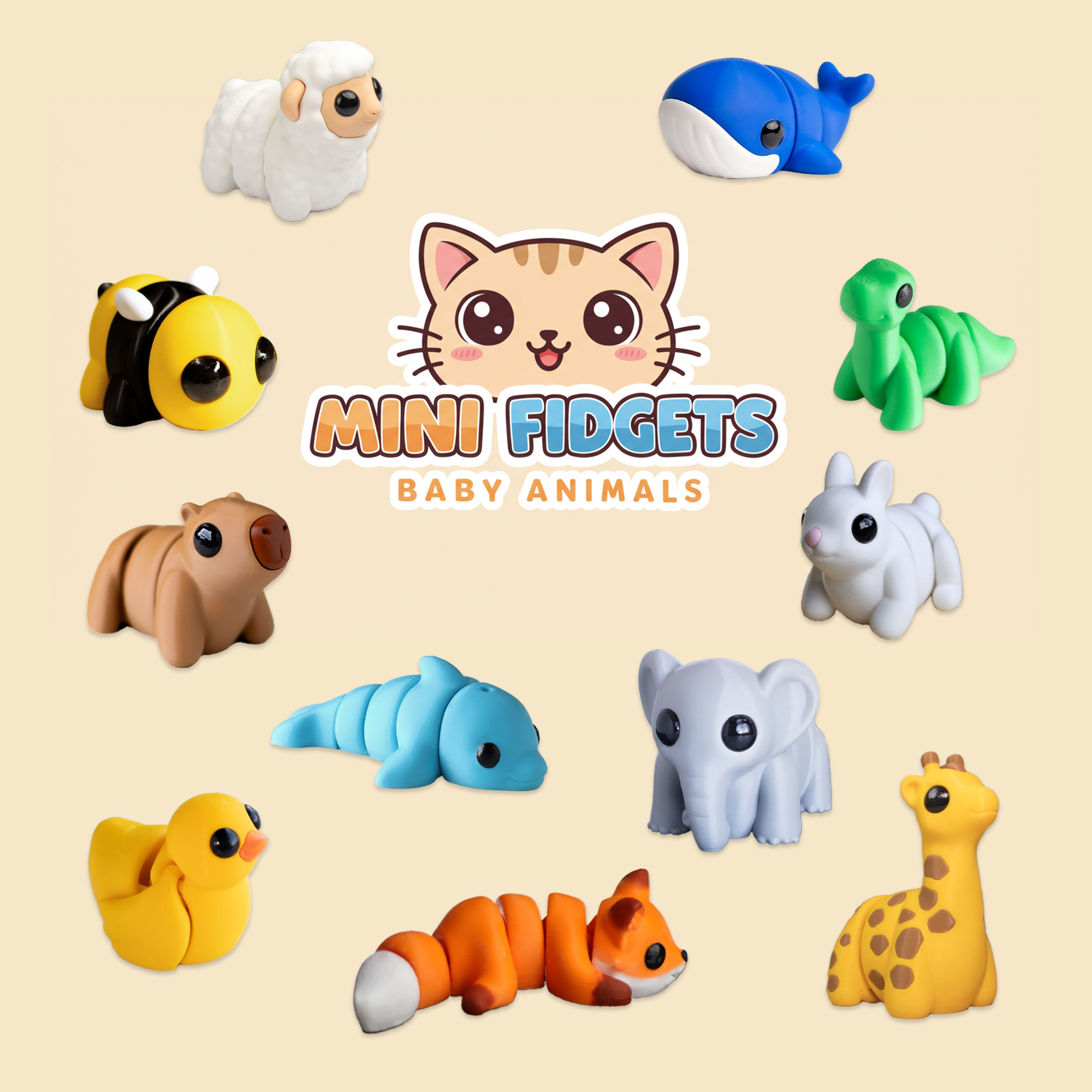 Mini Fidget Animals | 3D Printed Articulated Toys & Keyrings – Filamora ...