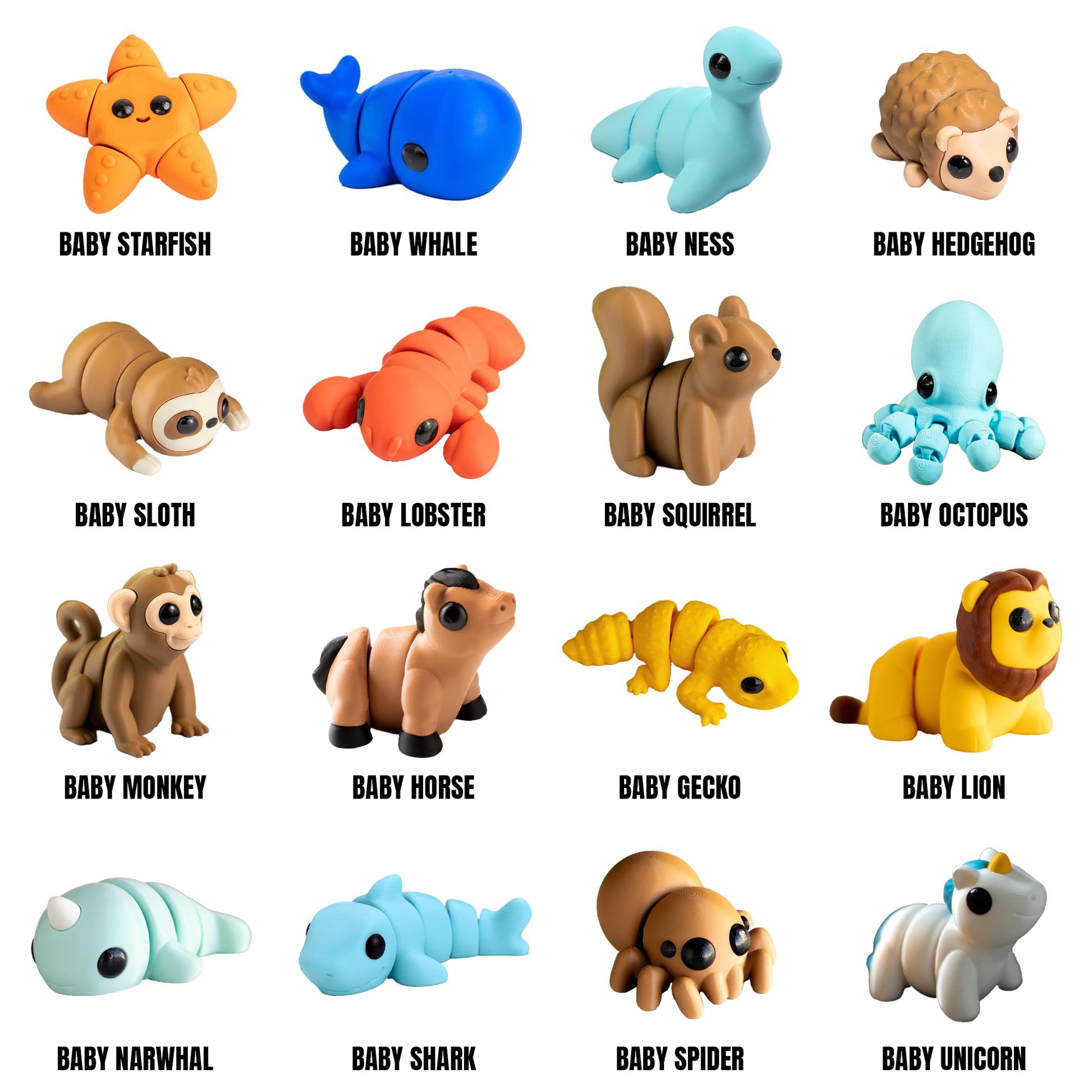 Mini 3d printed animals