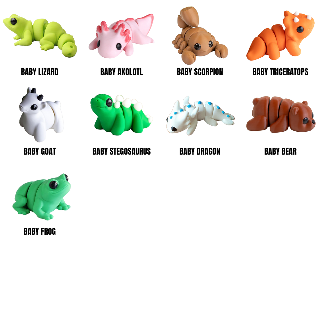 Mini Fidget Animals – 3D Printed Articulated Collectibles & Keyrings