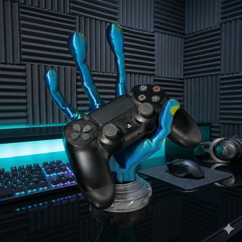 Iridescent Alien Hand – 3D Printed Controller Stand
