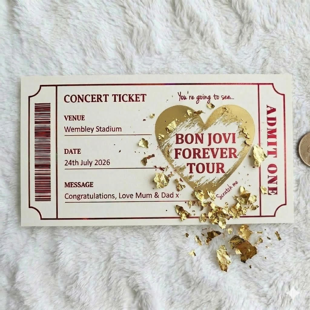 Personalised Concert Ticket Reveal Card | Surprise Gift for Music Lovers
