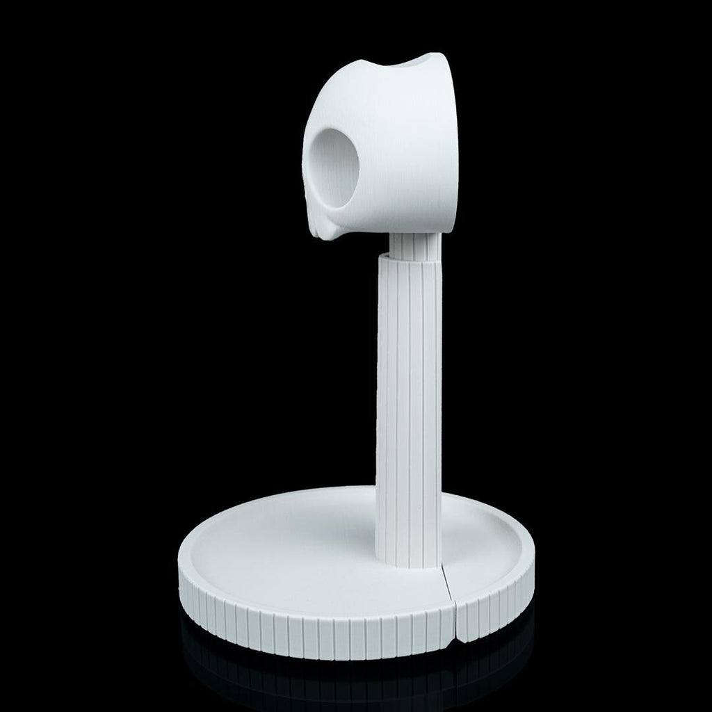 White skull headphone stand from the side