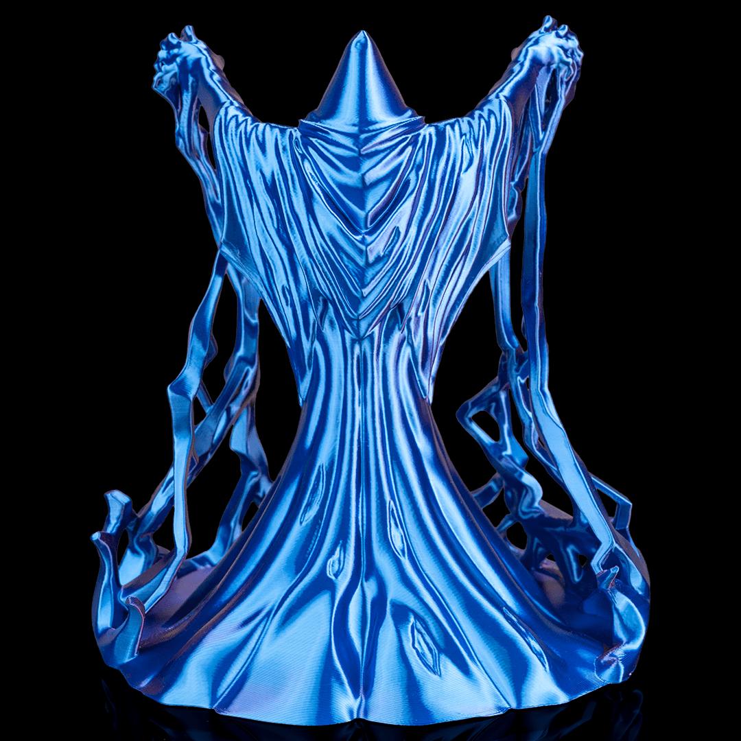Wizard dice tower in blue from behind