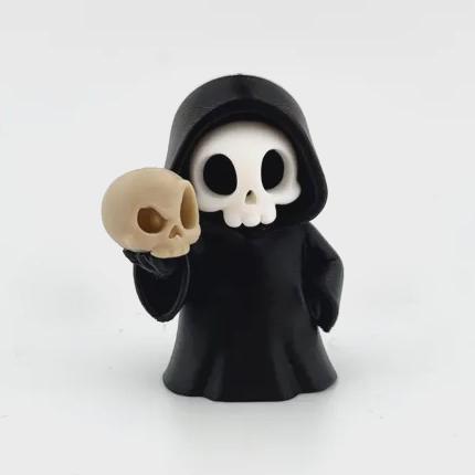 The Thinker grim reaper holding up a skull