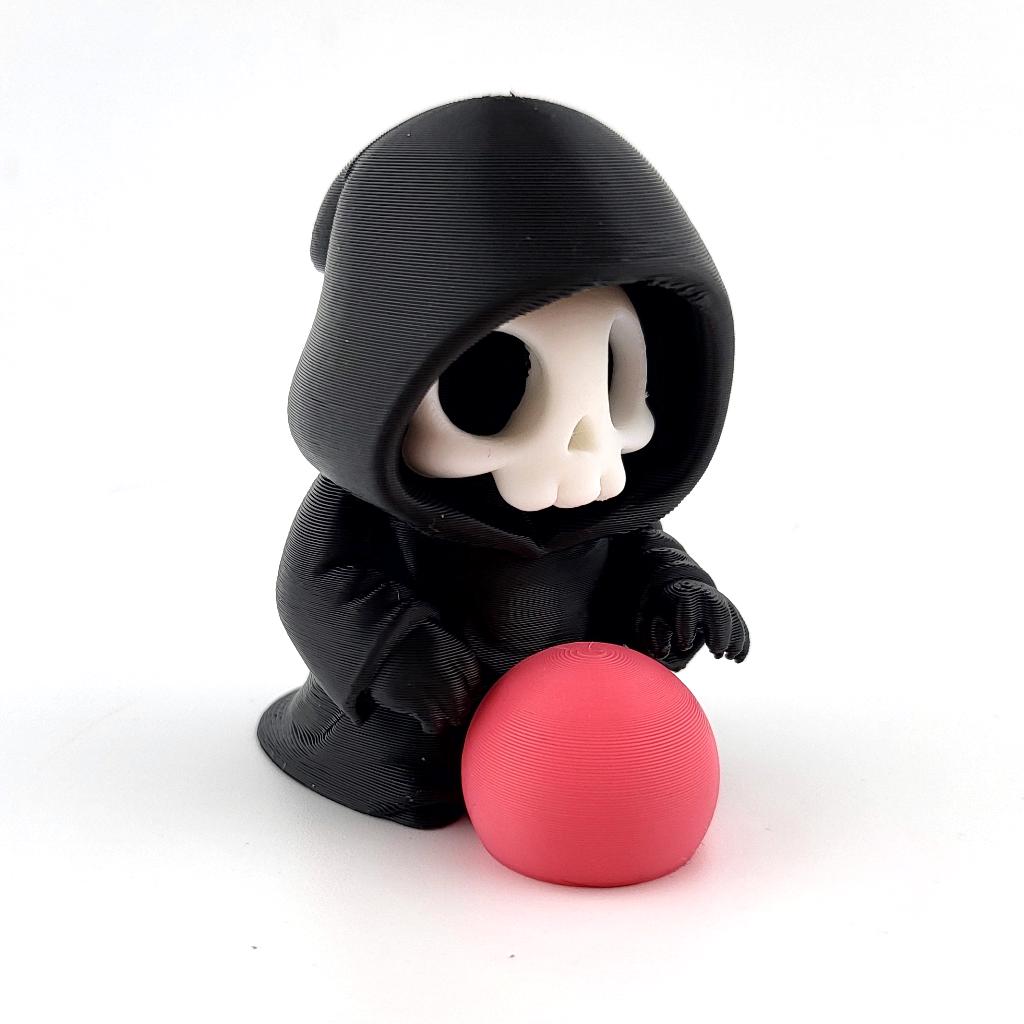 The Seer grim reaper crouched over a pink crystal ball