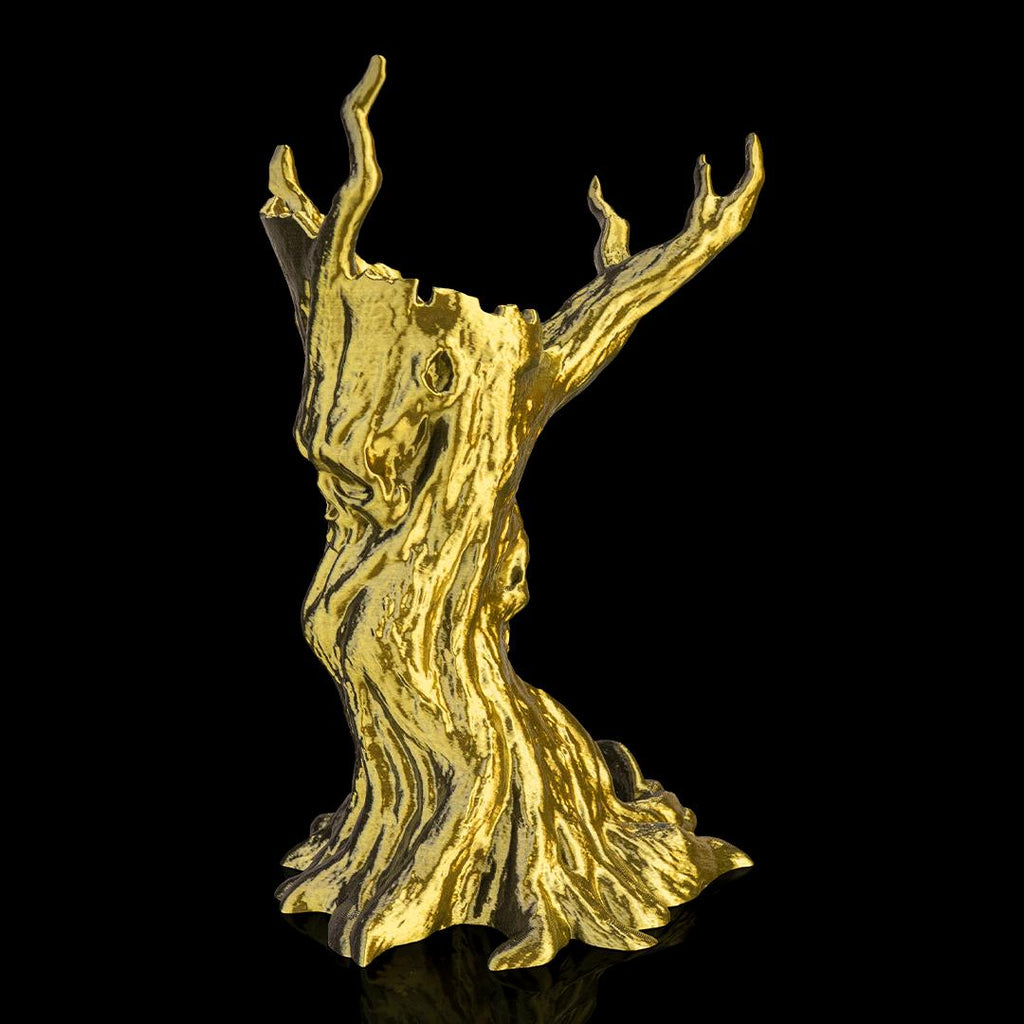 Dreadwood dice tower in gold from the back