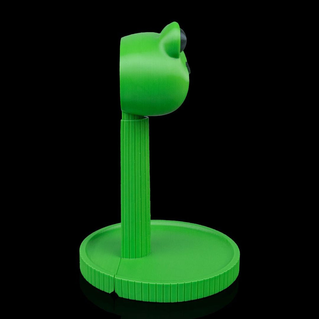 Green frog headphone stand from the side