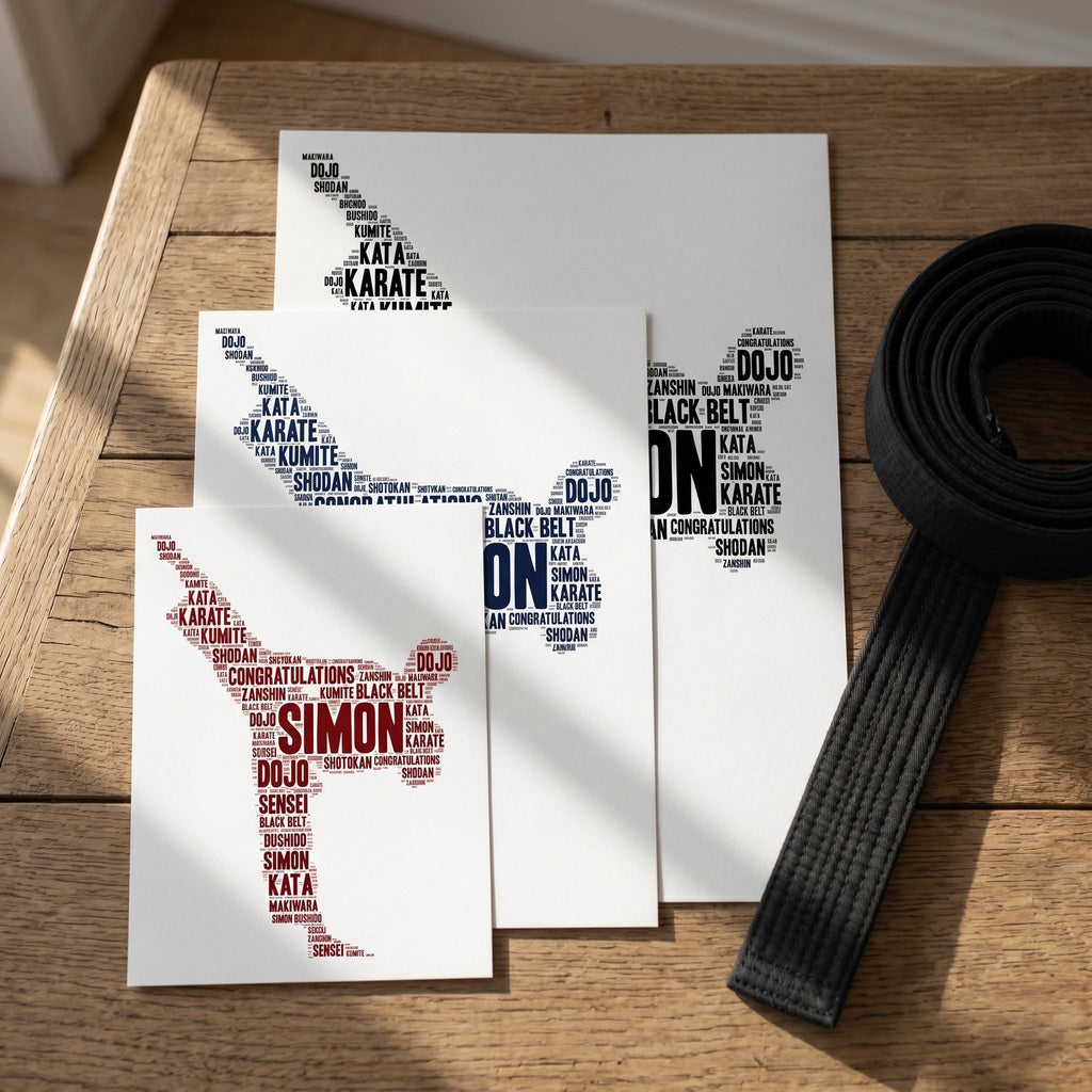 Personalised Karate Word Art Print – Custom Martial Arts Gift, Dojo Silhouette Keepsake