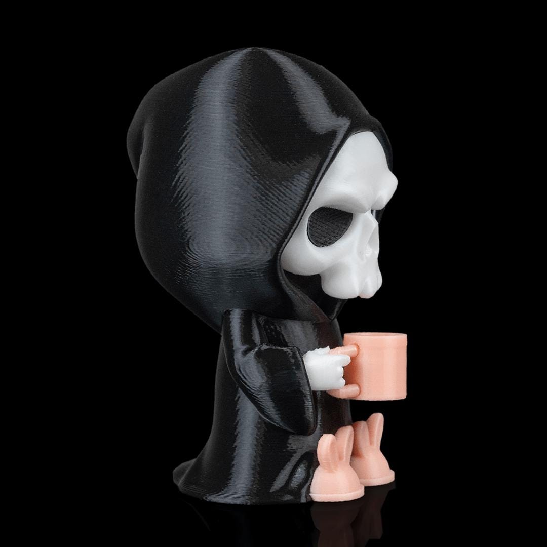 Coffin Break grim reaper figure from the side