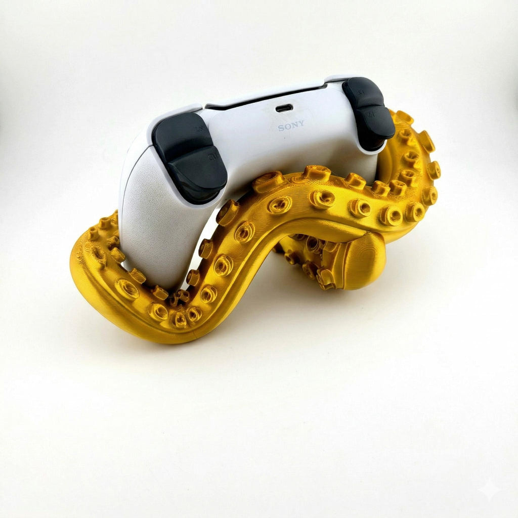 Gold kraken tentacle stand from the back