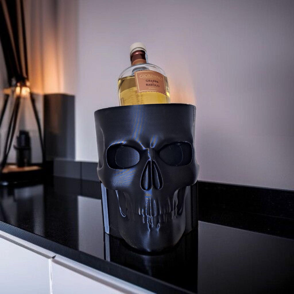3D Printed Skull Whiskey Bottle Cooler: Gothic Bar Decor