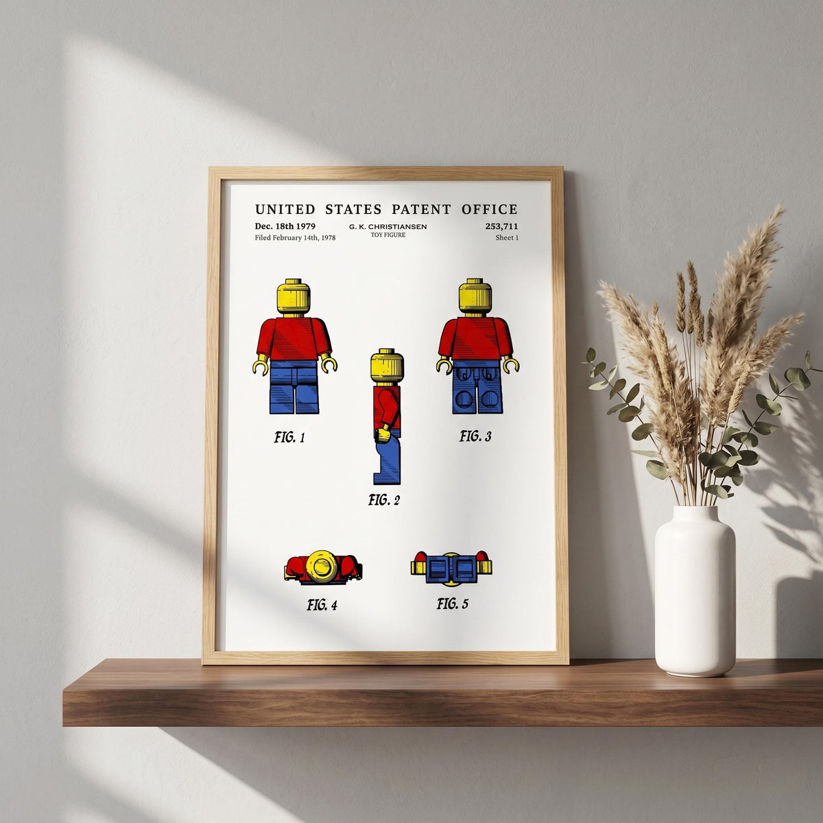Toy figure patent print, sheet 1, in pop colour