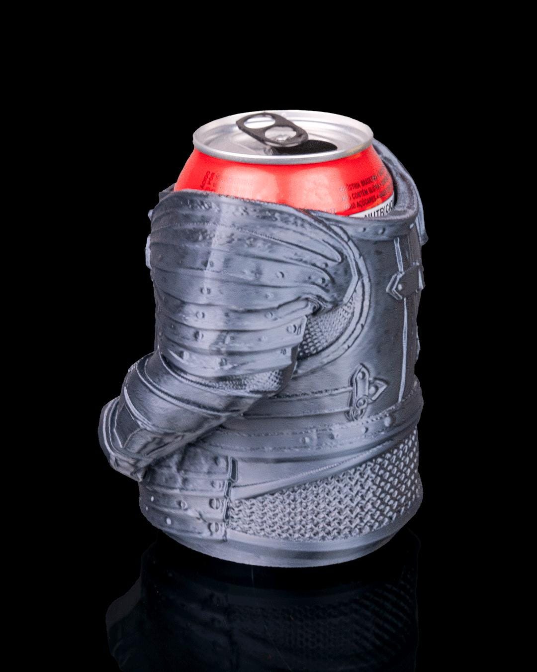 Knight armour can holder from the side