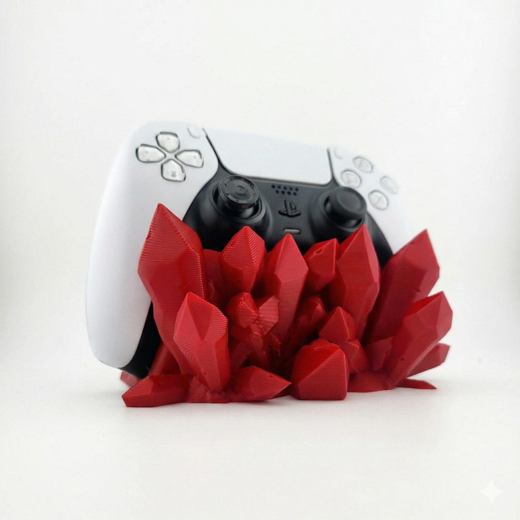Red crystal controller stand from an angle
