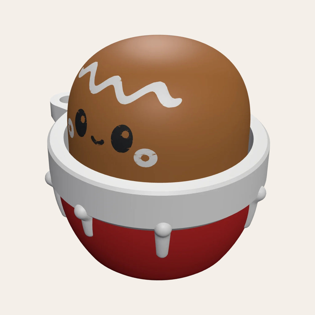 Christmas clicker fidget keyring: a cute gingerbread man peeping out of a red and white snowy pot