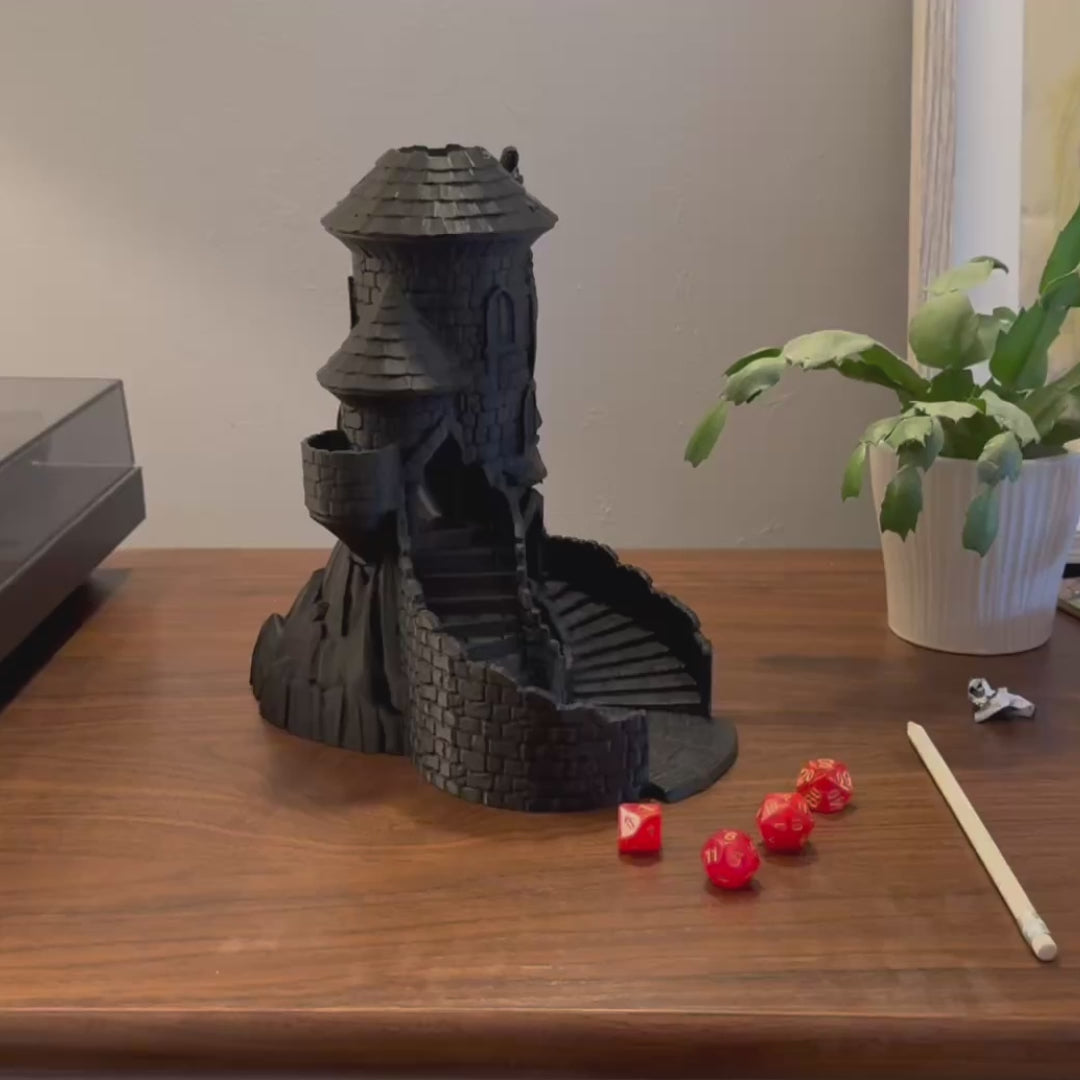 Dragon's Breath Dice Tower: 3D Printed Castle for D&D & Tabletop RPGs