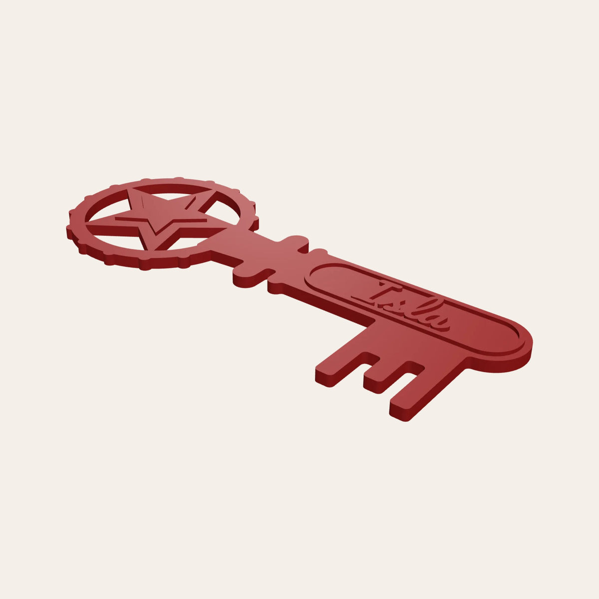 Red Magic Santa Key with a red star handle and a child's name along it