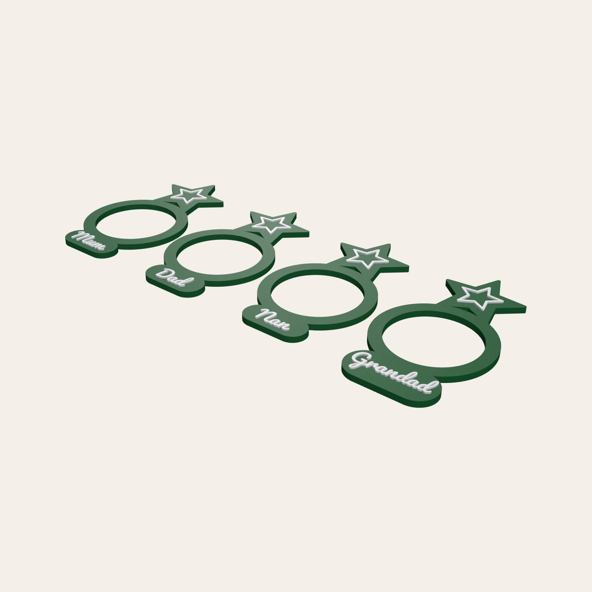Personalised Christmas Napkin Rings – Name Place Settings