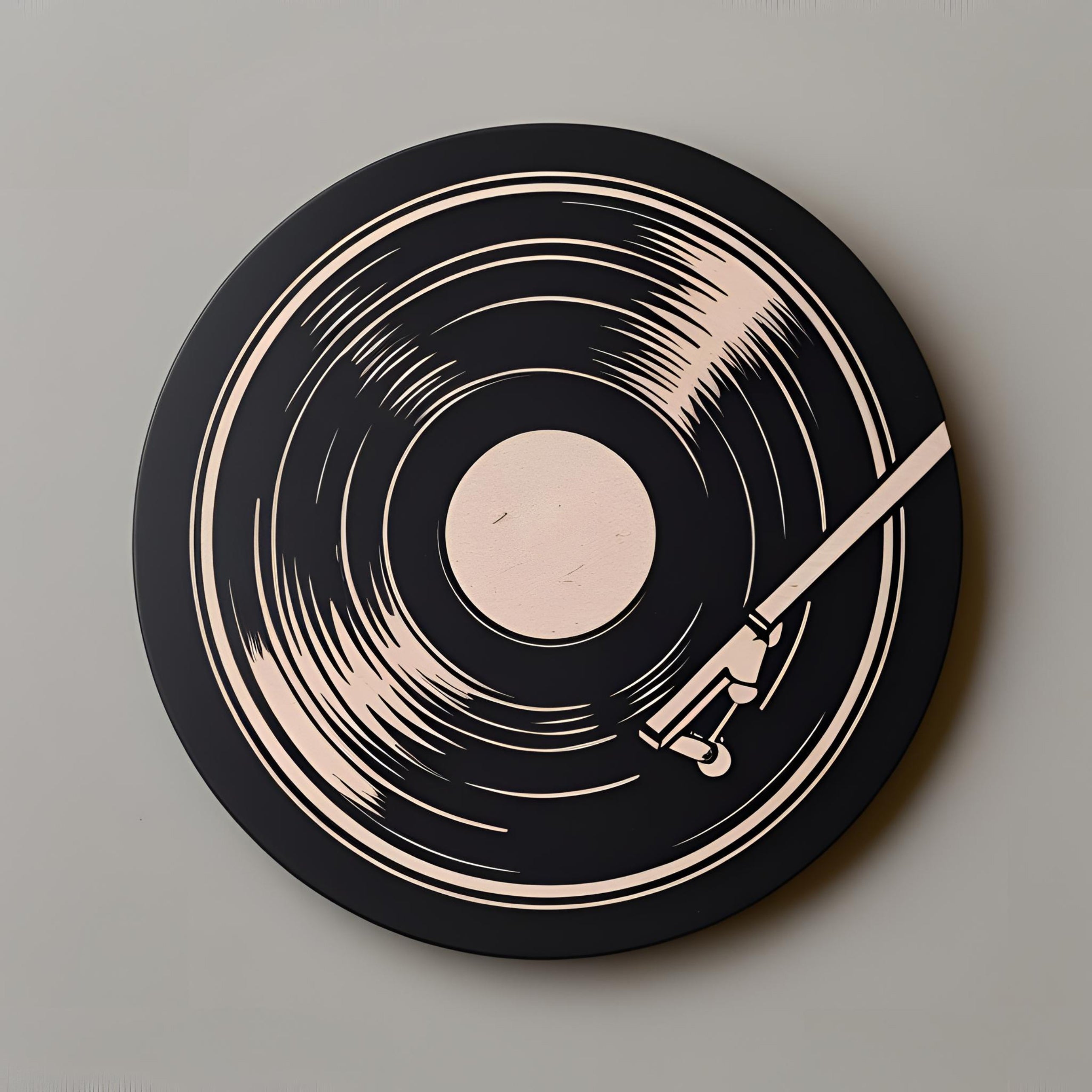 Set of black retro vinyl record coasters, perfect gift for music lovers