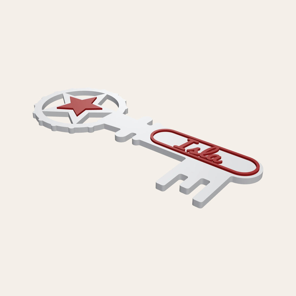 White Magic Santa Key with a red star handle and a child's name along it
